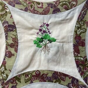 44 Vintage Handmade Quilt Squares Floral and Embroidery 12"X12", addtl fabric
